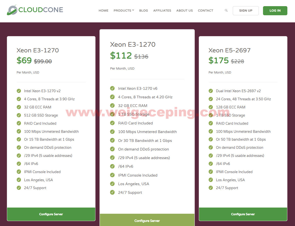 cloudcone：美国独立服务器优惠，只需$69/月，32GB内存/512G SSD硬盘/100Mb宽带/不限流量/洛杉矶机房